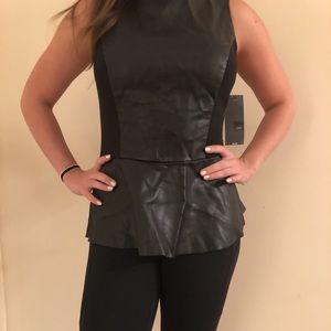 Sexy Mossimo Black Leather Peplum Tank (Size S)